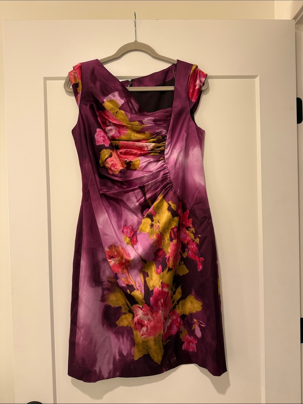 Elegant Purple Floral Sheath Dress